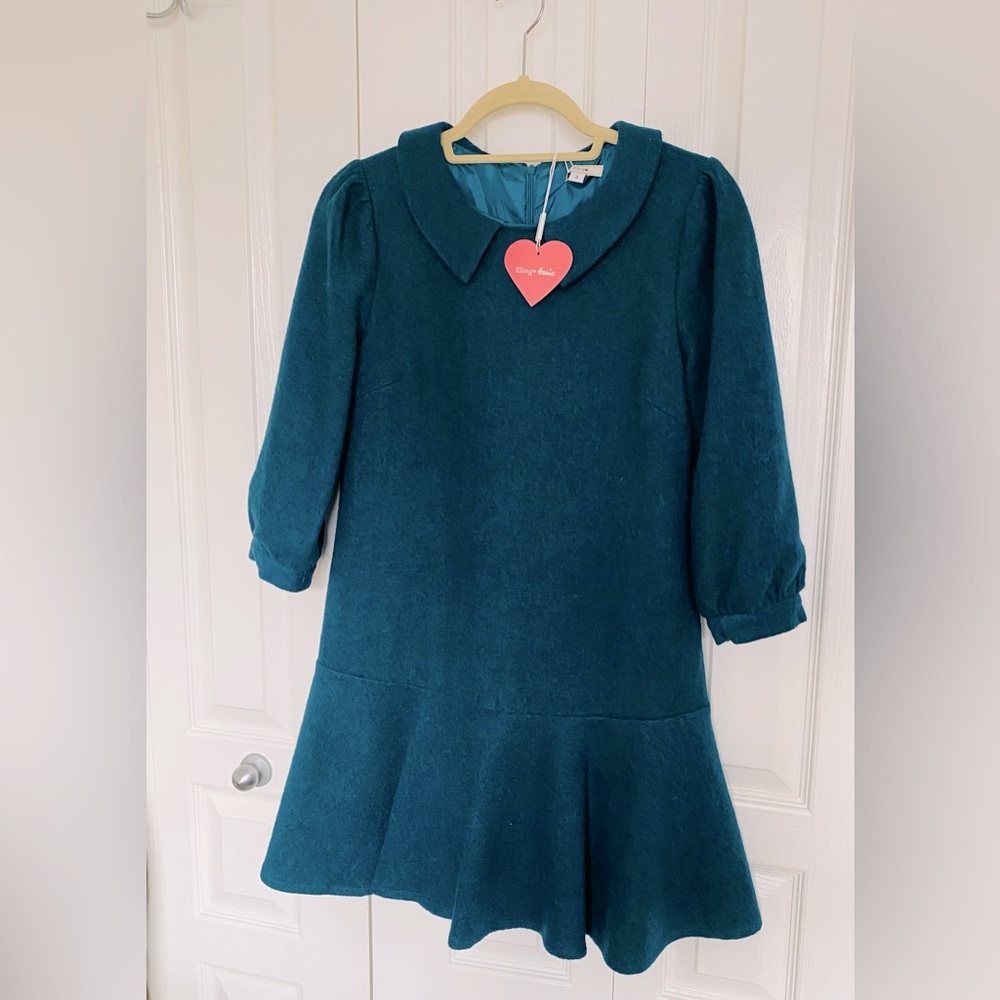 Teal Peter Pan collar tunic dress